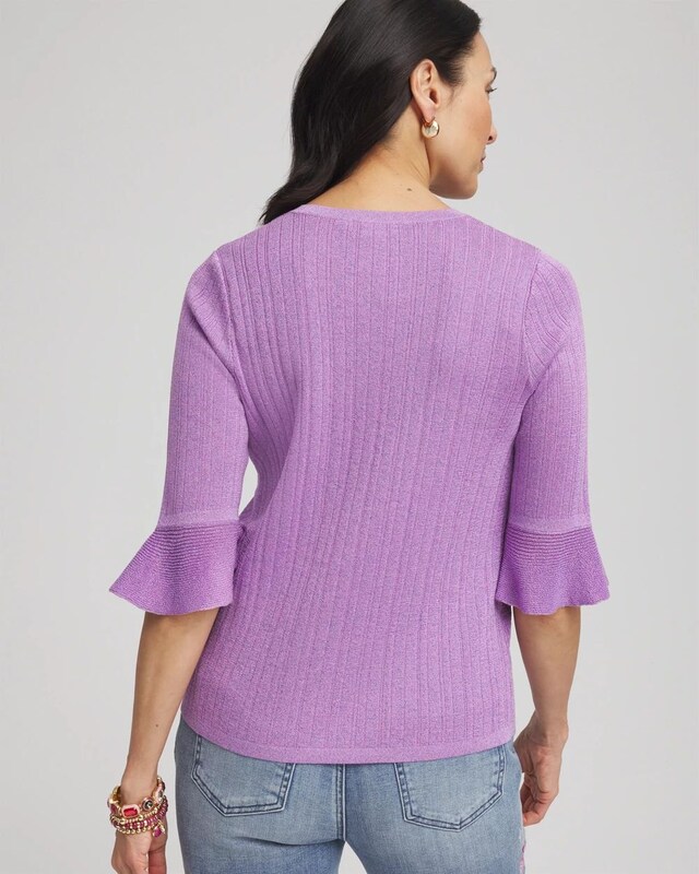 Ruffle Crew-Neck Pullover Sweater - image 3
